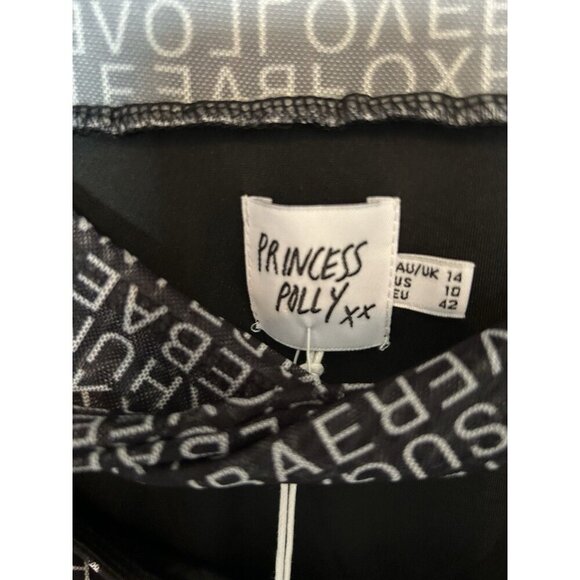 Princess Polly Text Me Dress Womens 10 Black NWT Sexy Mini Sheer Cut Out E-Girl - Picture 9 of 14